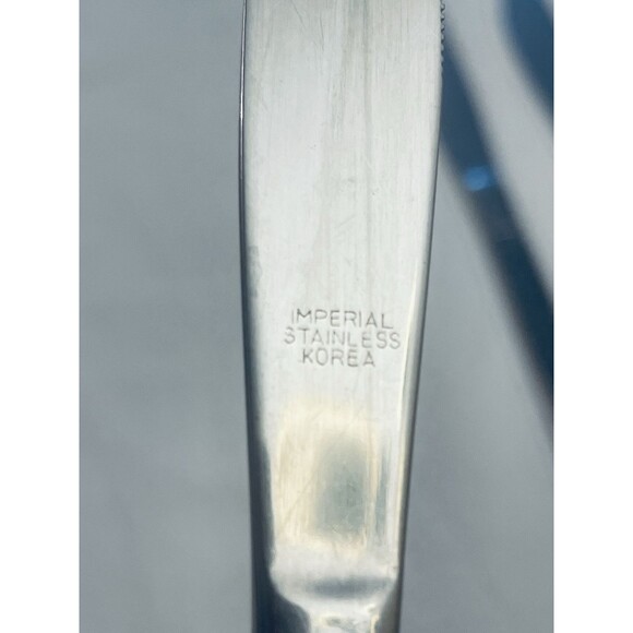 Vtg Imperial Stainless Flatware Dinner Knives Floral Korea Silverware Lot of 11 - Picture 2 of 5